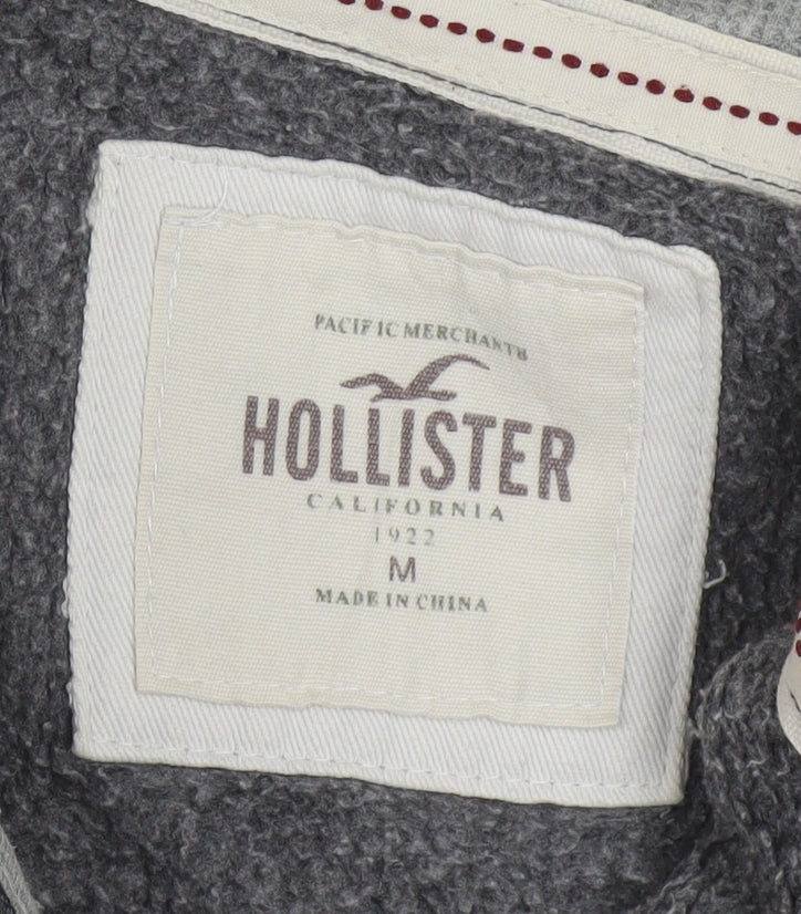 Hollister Women Grey Full Zip Hoodie Medium Embroidered SoCal Logo