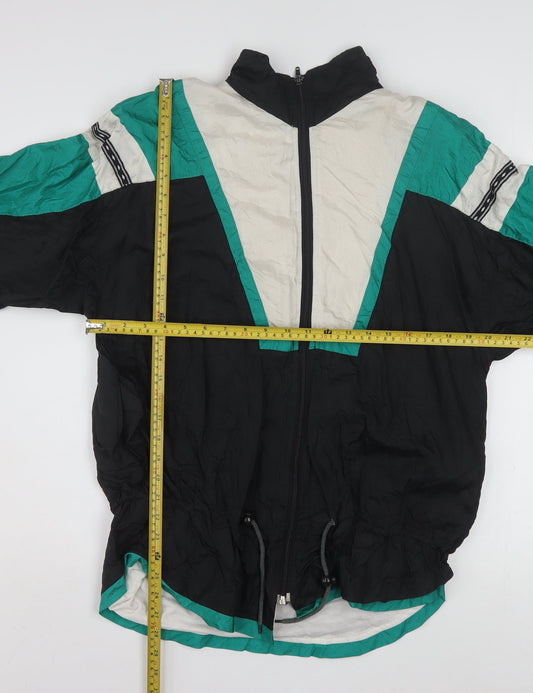 Sunterra Men’s Black Green White 90s Windbreaker Jacket Size S Retro
