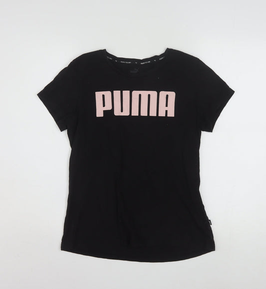 Additional front view of Puma women’s black basic t-shirt large crew neck short sleeve