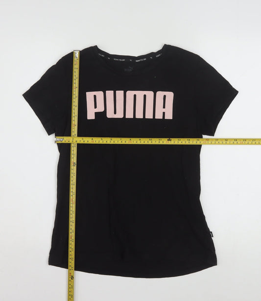 Puma Womens Black Basic T-Shirt Large Crew Neck Short Sleeve