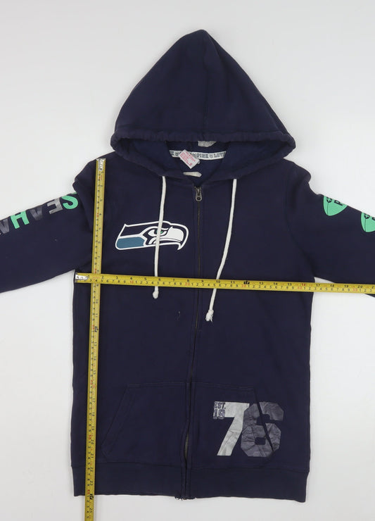 Victoria's Secret PINK Women Navy Full Zip Hoodie S Seahawks NFL 76 Cotton Blend