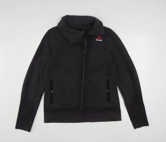 Reebok Womens Black CrossFit Track Jacket Size M Full Zip Activewear