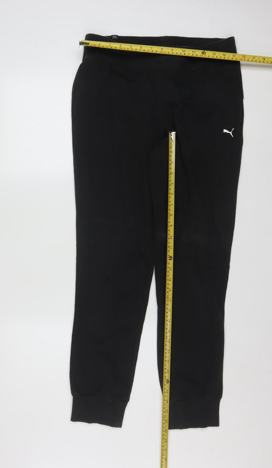 Puma Womens Black Jogger Sweatpants Size 12 Elastic Waist