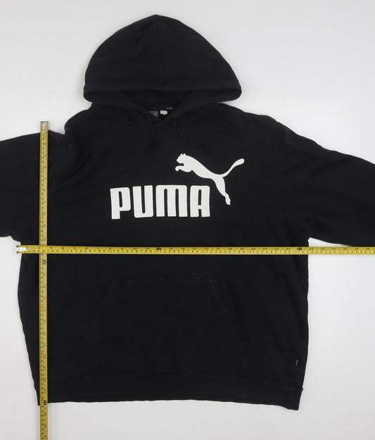 Puma Women Black XL Pullover Hoodie Cotton Blend Logo Sweatshirt