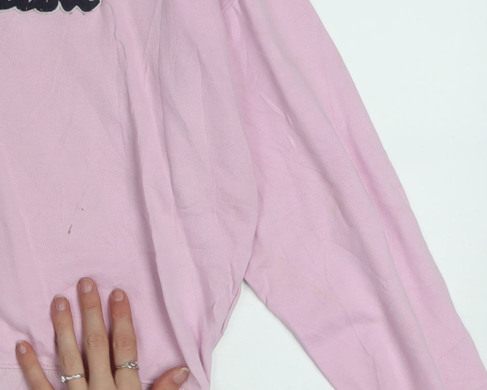 Champion Womens Pink Small Pullover Sweatshirt Cotton Logo Casual