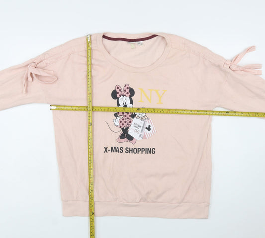 Disney Minnie Mouse Women's Pink Pullover Sweatshirt Size 12/14