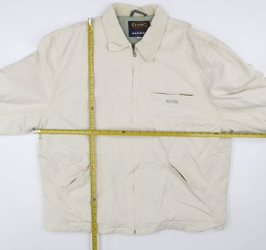 G-Star Men's Beige 2XL Full Zip Cotton Casual Jacket