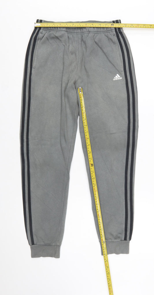 Adidas Boys Grey Jogger Trousers 14 Years Regular Fit Sportswear