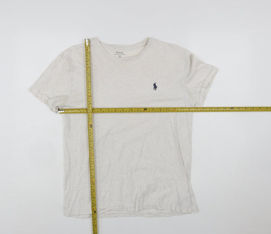 Ralph Lauren Men's Beige Small Lightweight Cotton Crew Neck T-Shirt