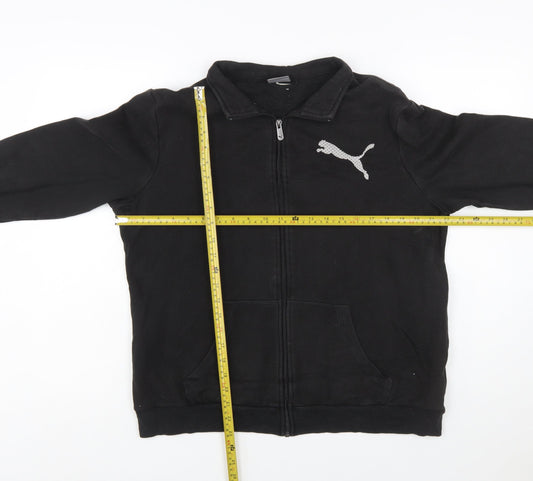 Puma Women Black Size 16 Full Zip Sweatshirt Cotton Blend