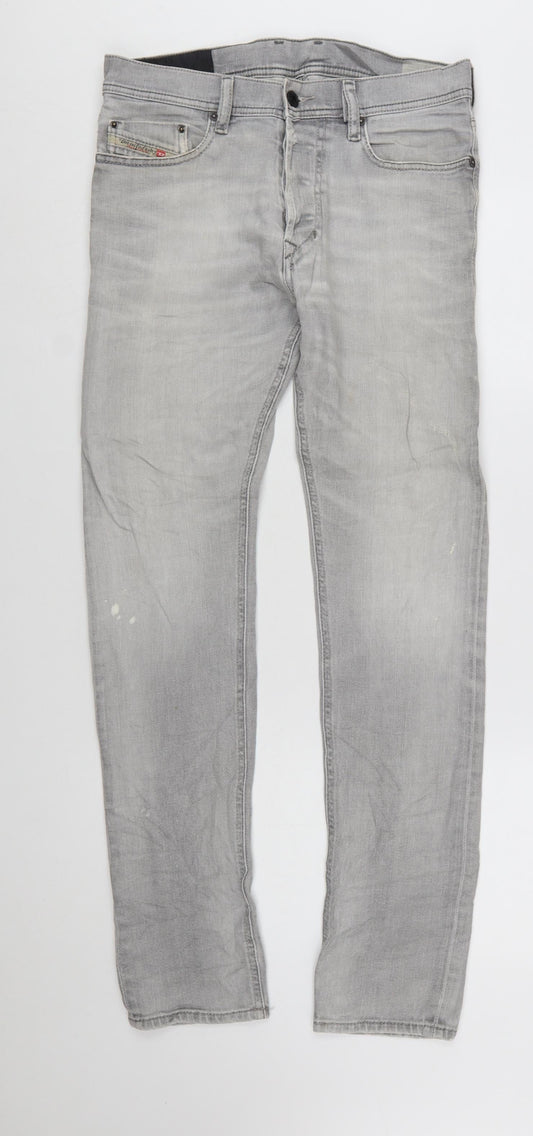 Diesel Industry Men's Grey Slim Fit Straight Leg Jeans Size 29