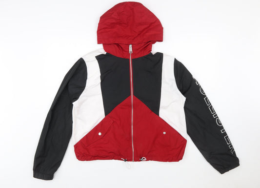 Hollister Women Multicoloured L Windbreaker Jacket Hooded Logo Zip