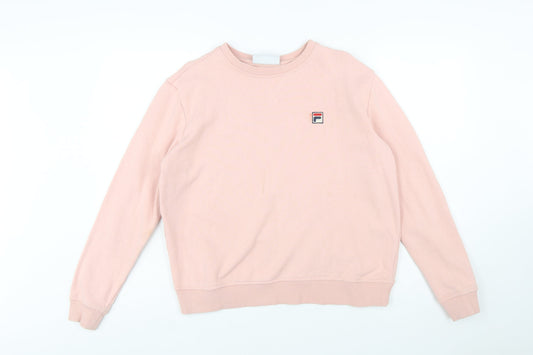 Additional front view of Fila Women Pink Crew Neck Pullover Sweatshirt, size L, Cotton Blend