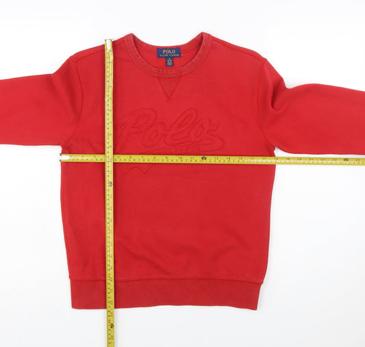 Polo Ralph Lauren Boys Red Cotton Blend Sweatshirt M (10-12) Crew Neck