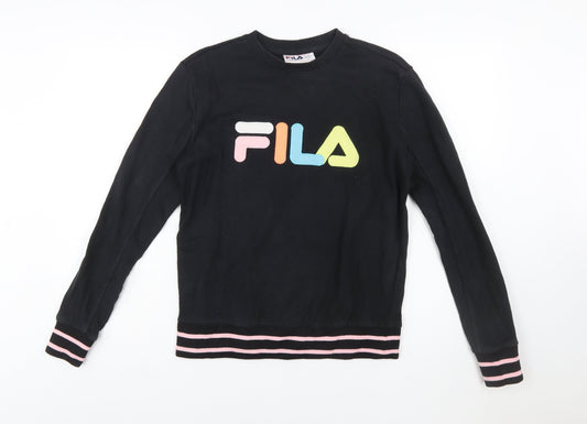 Additional front view of Fila Women's Black Small Crew Neck Pullover Sweatshirt