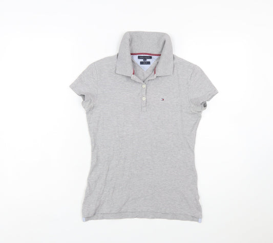 Tommy Hilfiger Women's Grey Slim Fit Polo Shirt M