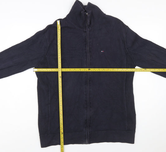 Tommy Hilfiger Men's Blue 2XL Full Zip Cotton Jumper