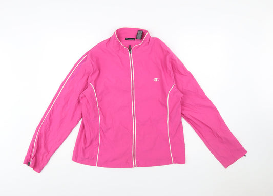Champion Women's Pink Windbreaker Jacket Size L Zip Lightweight
