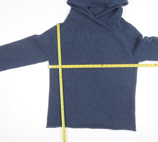 Celtic & Co. Men's Blue Wool Hooded Roll Neck Jumper Size M