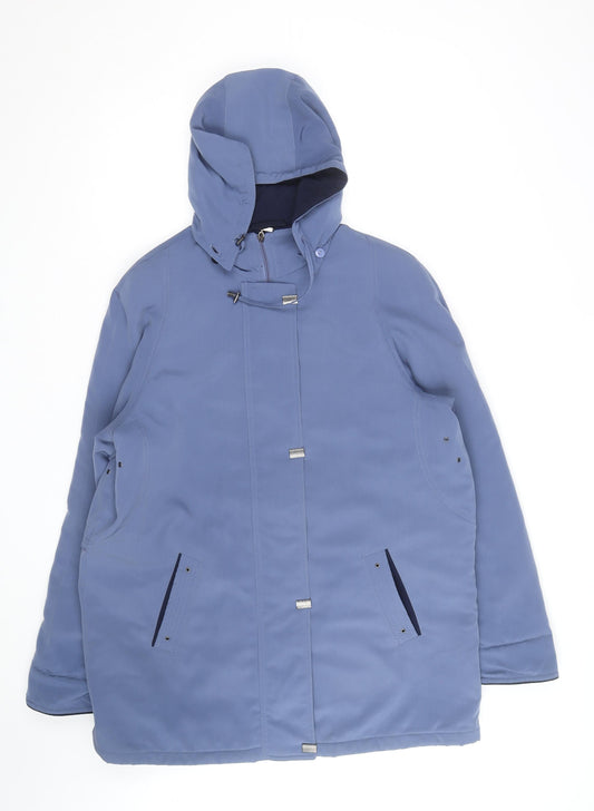 EWM Pure Classics Women's Blue Hooded Parka Coat Size 16