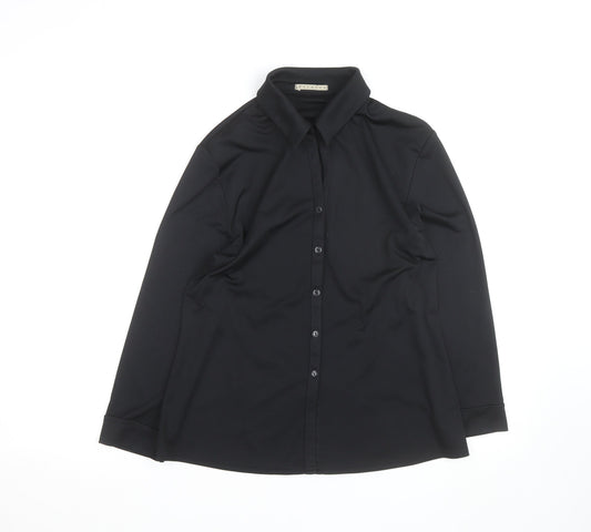 St Bernard Women's Black Stretch Button-Up Shirt Size 14