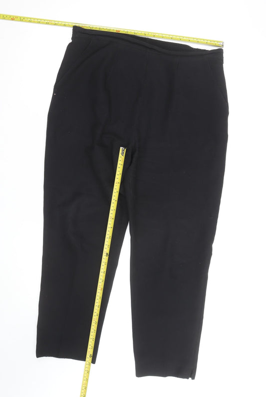Dixie Women Black Elastic Waist Jersey Straight Trousers Size 12