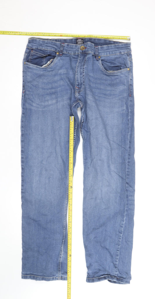 IND/078 Men’s Blue Straight Leg Denim Jeans Size 32 Regular Fit