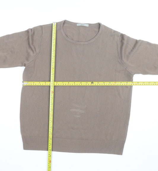 Marks and Spencer Women’s Beige Cotton Crew Neck Jumper Size 14