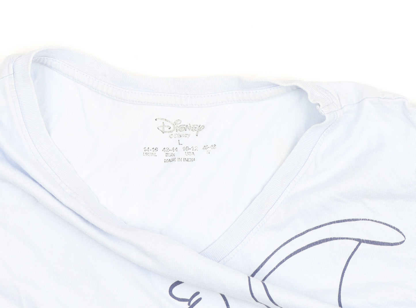 Disney Women's Blue Dumbo Print Short Sleeve Cotton T-Shirt L