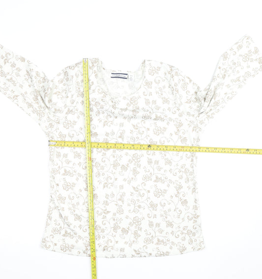 Croft & Barrow Women’s Beige Floral Petite L Long Sleeve Top