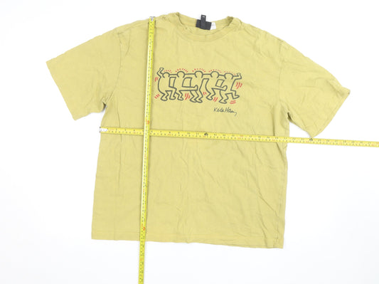 H&M Men’s Green Keith Haring Art Graphic Relaxed Fit T-Shirt Size L