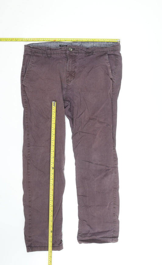 F&F Men's Brown Chino Trousers 36W 30L Regular Fit