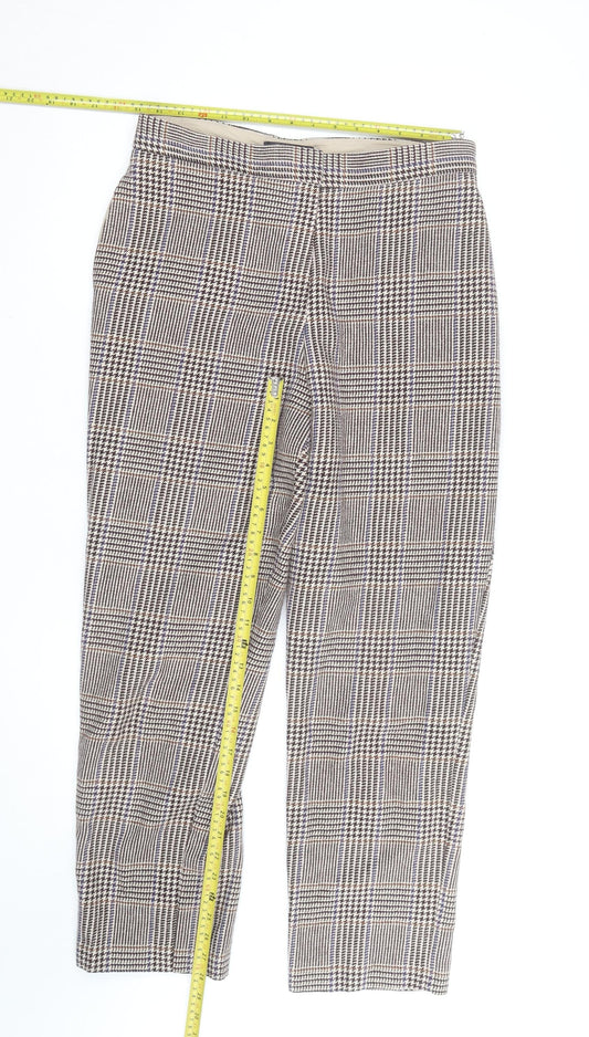 Marks and Spencer Women's Brown Check Tailored Trousers Size 12