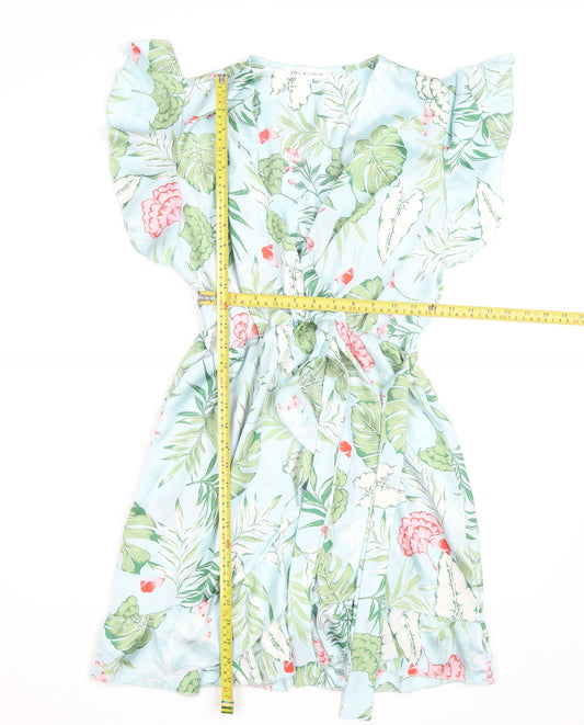 Millenium Women's Multicoloured Floral Wrap Dress Short Sleeve S