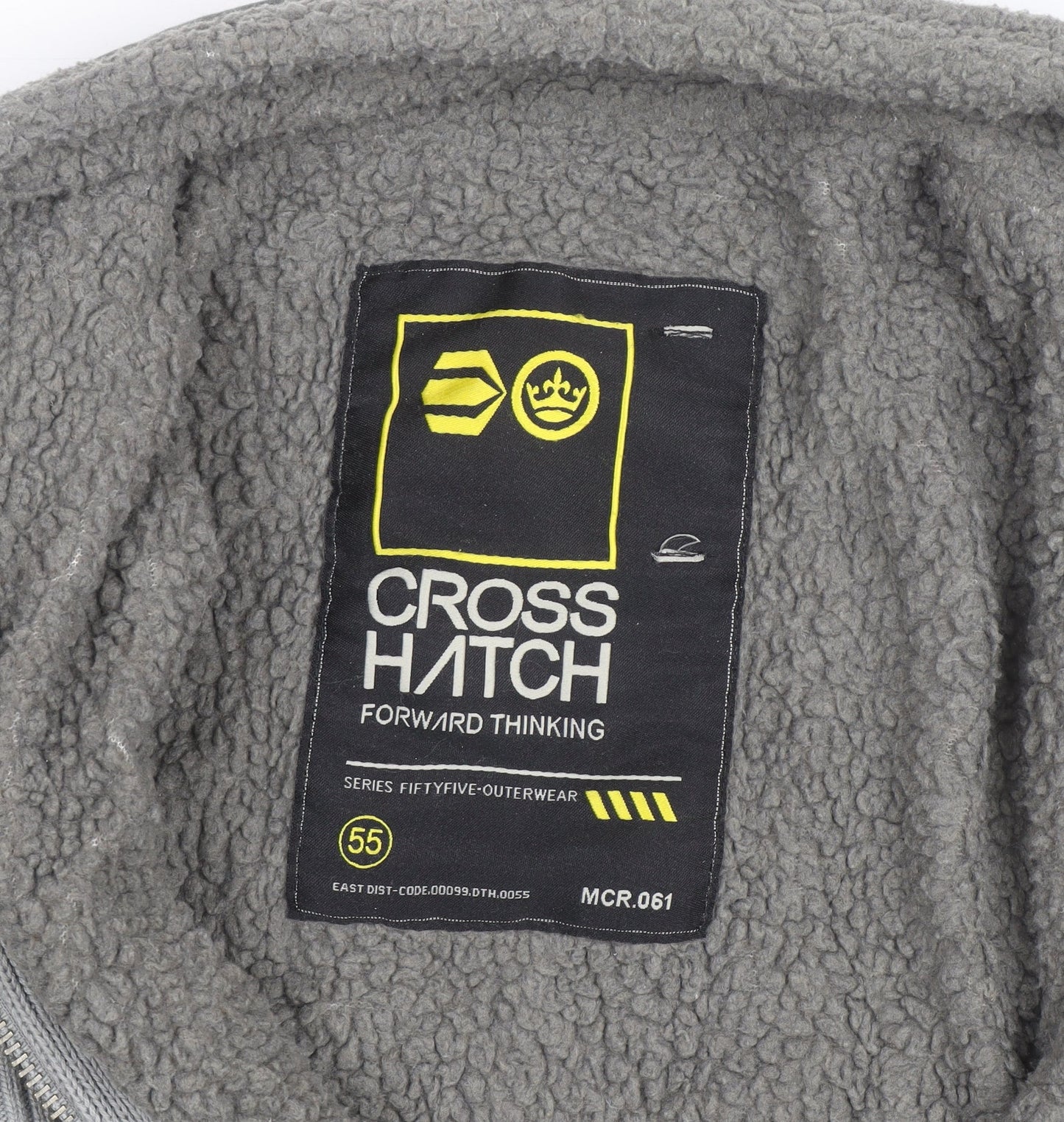 Cross Hatch Men's Grey Full Zip Ribbed Jumper Size L