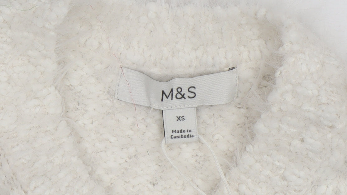 Marks and Spencer Women Ivory Chunky Knit Crew Neck Jumper XS