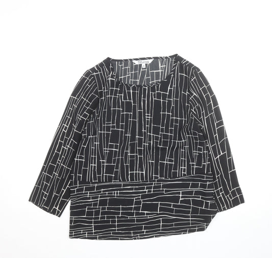 Additional front view of Debenhams Petite Collection Black Geometric Blouse, size 8