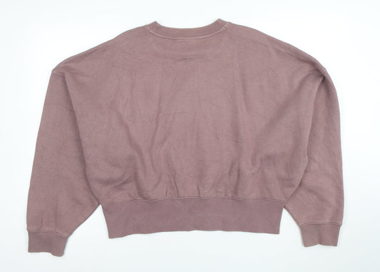 Adidas Women Mauve Cotton Blend Crew Neck Pullover Sweatshirt UK 8