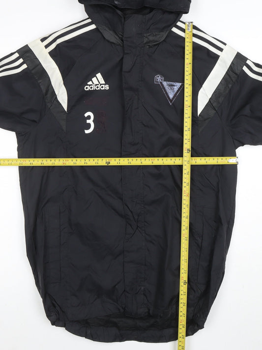 Adidas Men's Black S Hooded Windbreaker Waterproof Sports Jacket