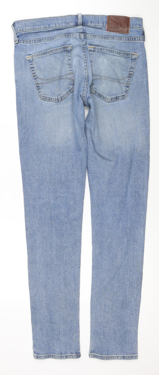Hollister Men's Blue Light Wash Straight Leg Denim Jeans W30 L32