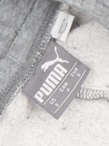 Brand and care label for Puma Men's Grey Small Sweatpants Joggers Regular Fit