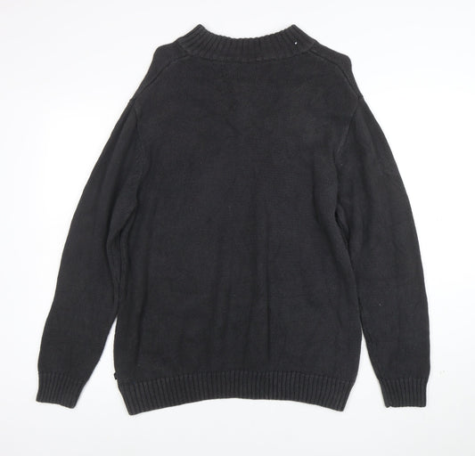 Chaps Men's Grey Fair Isle 1/4 Zip Cotton Ramie Jumper L