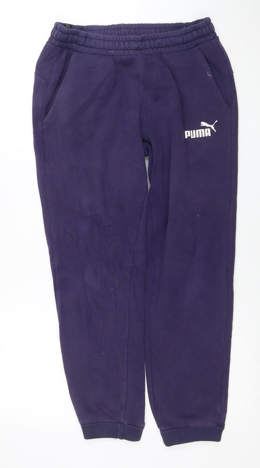 Additional front view of Puma Women's Purple Jogger Trousers M Regular Fit Fleece