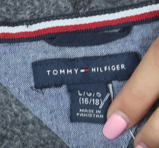 Tommy Hilfiger Women Grey Full Zip Hoodie Size 16 Classic Fit