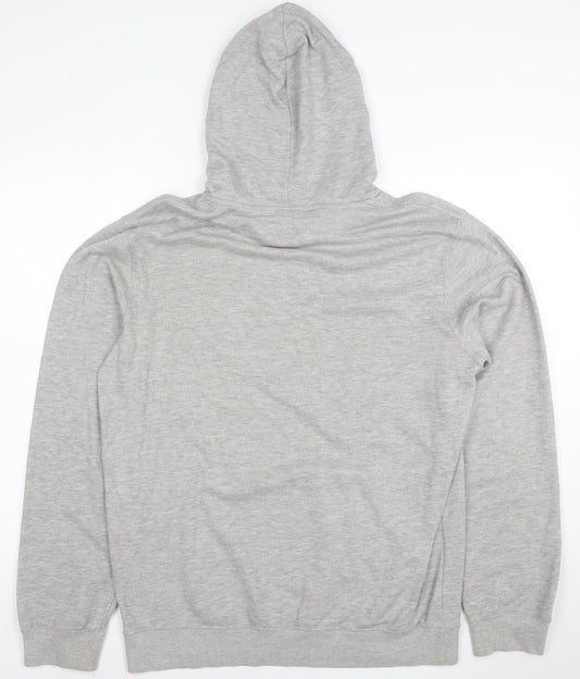 Champion Men's Grey Pullover Hoodie Large Graphic Logo Sports Style