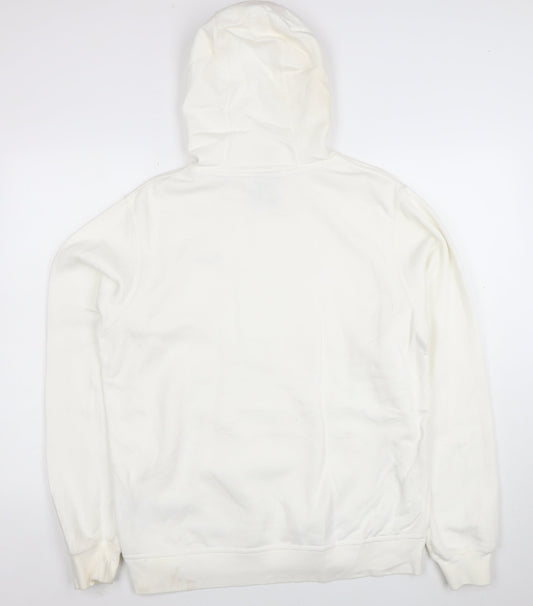 Nike Women White Pullover Hoodie L Drawstring Kangaroo Pocket Casual