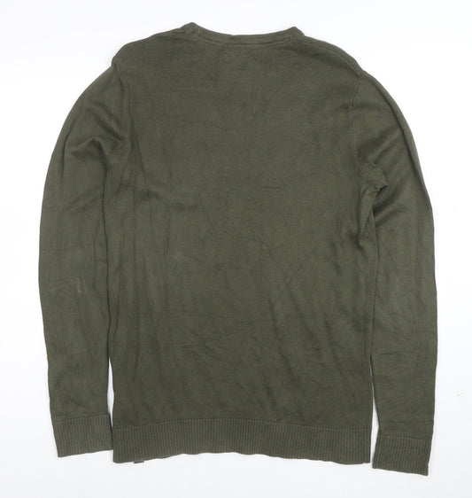 Calvin Klein Men’s Green Cotton Crew Neck Pullover Jumper Size S