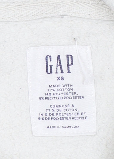 GAP Mens Beige Pullover Hoodie XS Logo Fleece Cotton Blend