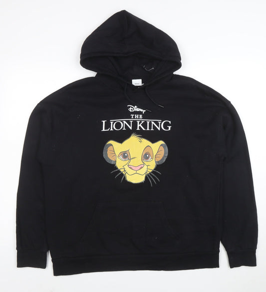 Front view of Disney The Lion King Black Hoodie Women M Pullover Cotton Blend