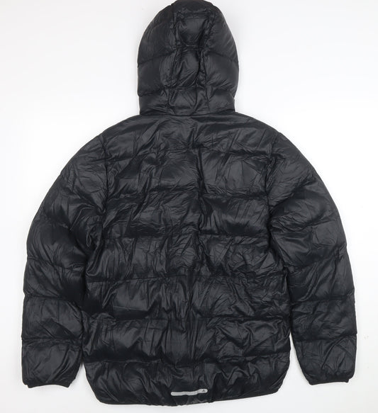 Adidas Boys Black Puffer Jacket 13-14 Years Hooded Winter Coat